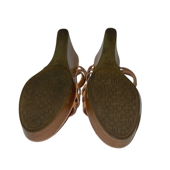 UGG Mattie Wooden Wedge Leather Strap Slip-On Sandals Woman Size 6.5 - Picture 6 of 8